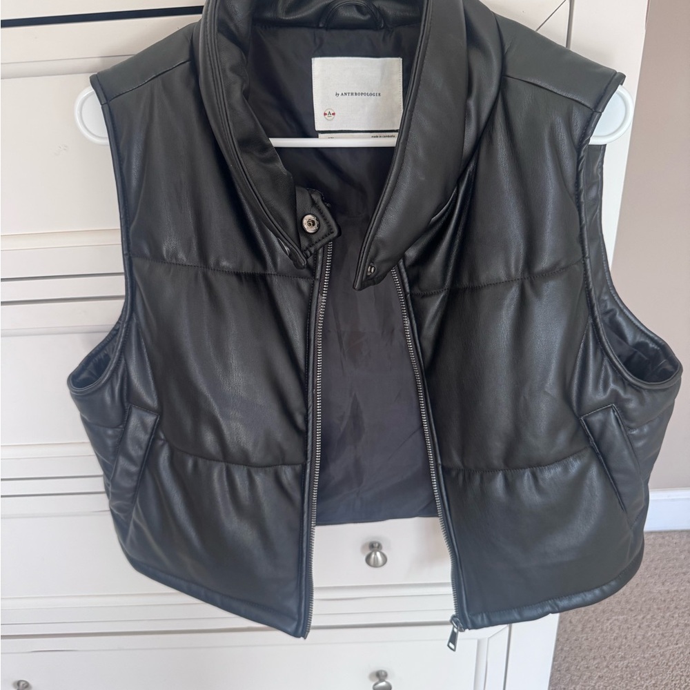 Anthropologie Black Leather Vest